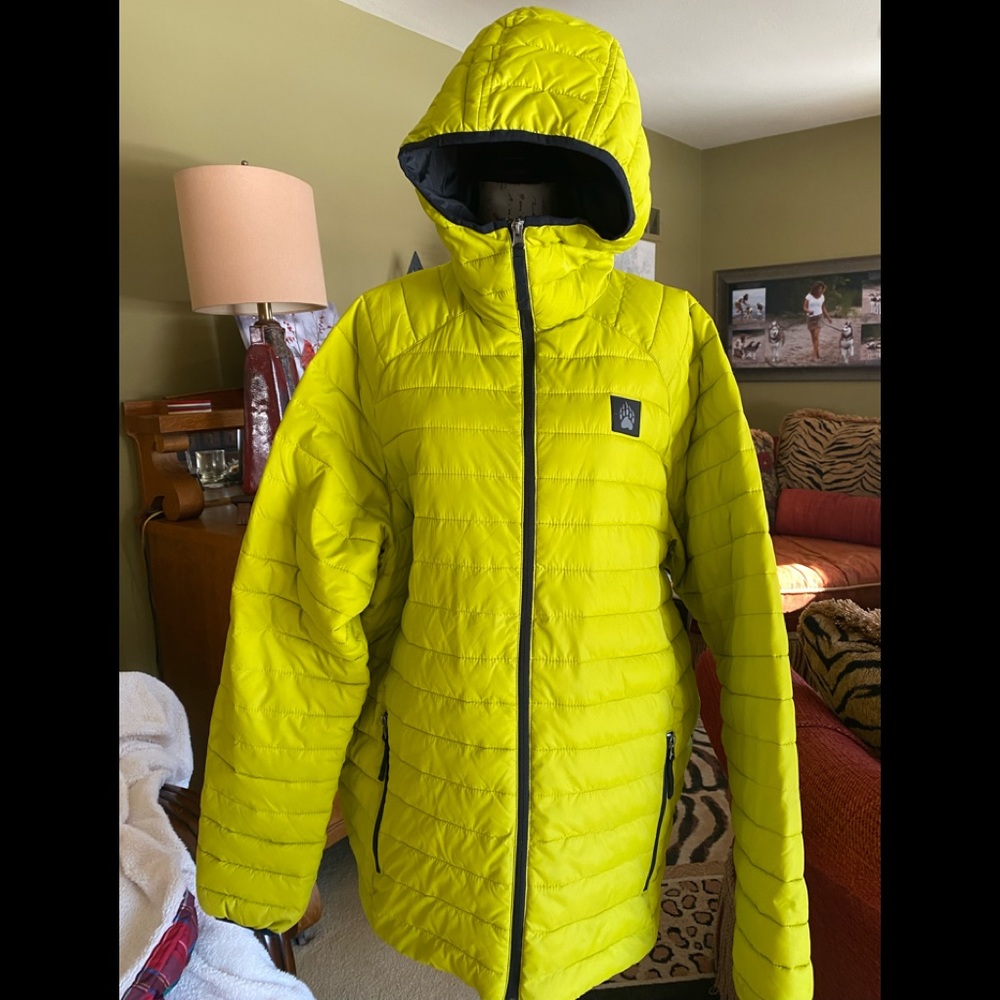 Duluth Trading AKHG Eco Puffin hooded puffer jacket- lime green XL Tall